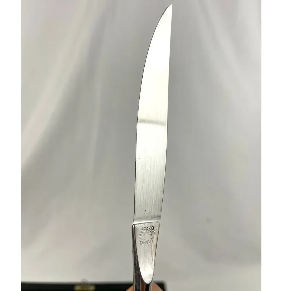 VTG Set of 6 Peaso Solingen‎ Stainless Steel Steak Knives Wooden Handles
